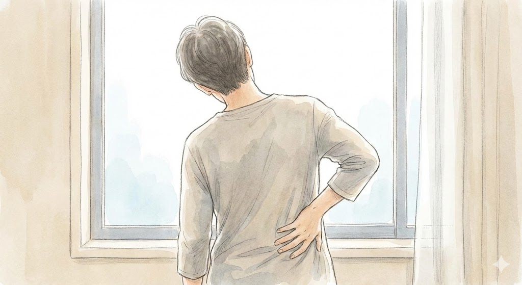 肩や腰、股関節の動きに違和感を感じている様子を表したイメージ