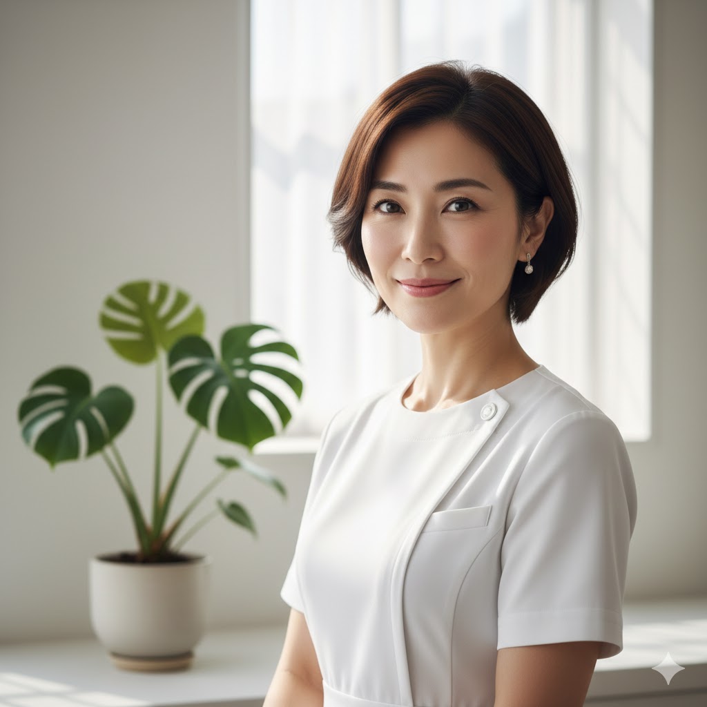 仙台市太白区長町の整体院 dolmil（ドルミル）の院長。清潔感のある院内でお客様を笑顔で迎える様子。