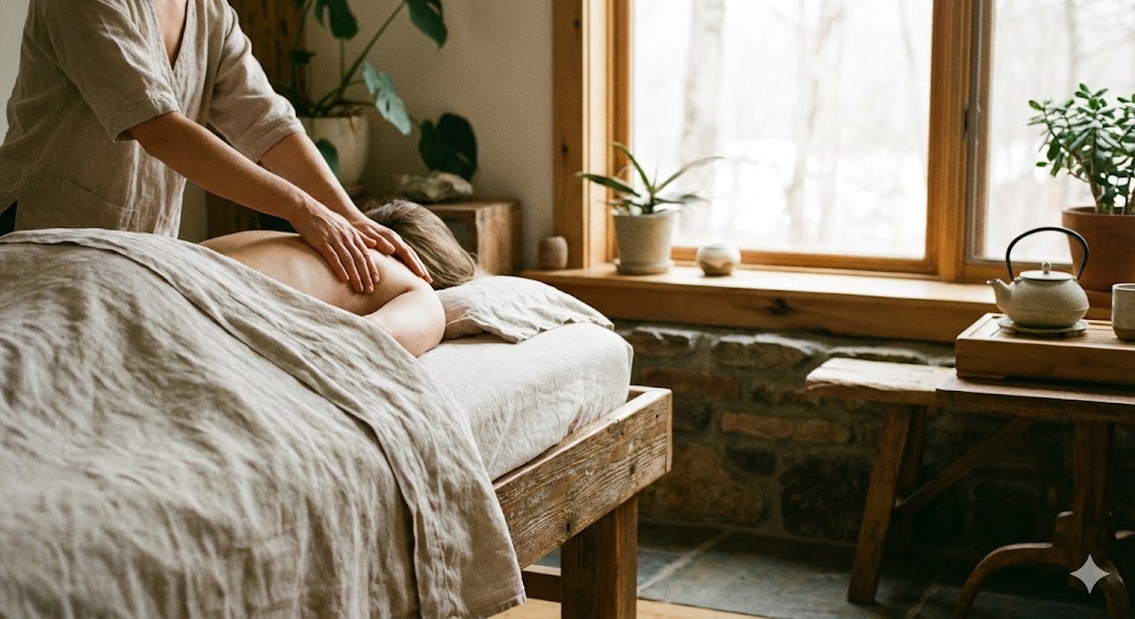 落ち着いた雰囲気の整体院の施術空間