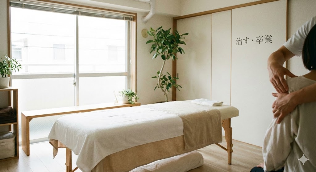 卒業を目指す整体院の未来像を伝える、静かで落ち着いた施術空間のイメージ