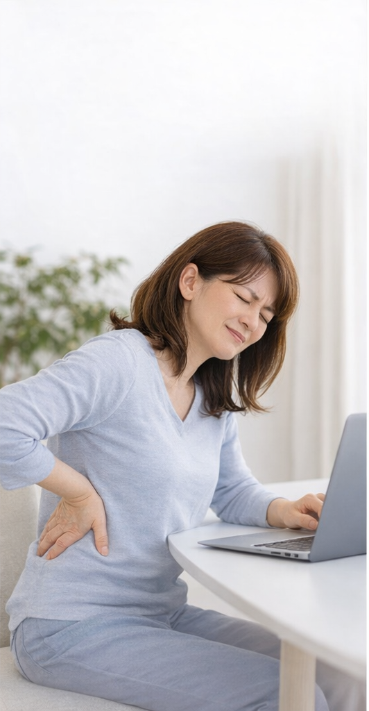 座ると腰が痛い女性|仙台市太白区長町の整体院dolmil