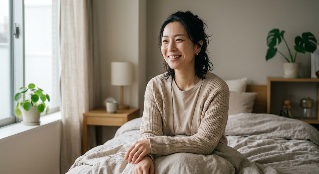 頭痛が改善した女性の笑顔