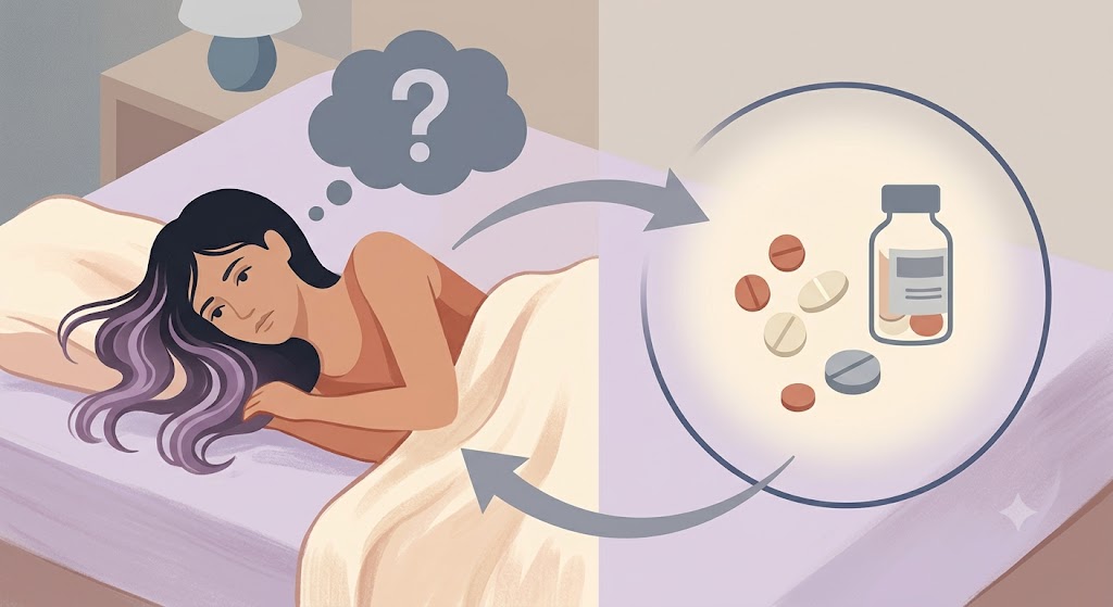仙台 整体 不眠症|薬と睡眠の悪循環のイメージ